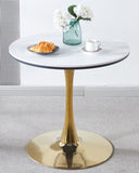 31.5"GOLDEN AND WHITE Tulip Table Mid-century Dining Table for 2-4 people With Round Mdf Table Top, W234P156697