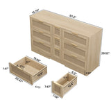 51.2 "Rattan Locker With Drawers, 9 Drawers, Metal Handles For Kitchen, Living Room, W757P238049