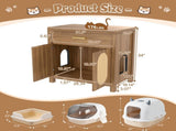 Cat Litter Box Enclosure, Hidden Cat Litter Box Furniture with Scratching Board Doors and Storage 06632538