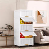 ZUN 15.75" Side Wide 5-Layers Flip Open Storage Box With Wheels, Storage Cabinet, Kitchen Shelf, 97885329