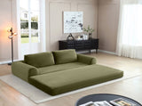2-in-1 Folding Convertible Sofa Bed, Modern Corduroy Sleeper Couch with 2*pillows, Futon Modular W1117P417299