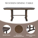 60"-78" Extendable Dining, Farmhouse Wooden Kitchen with Removable Leaf, Large Expanding N752P271802D