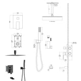 Shower System with Waterfall Tub Spout,12 Inch Ceiling Mount Square Shower System with Rough-in W124381948