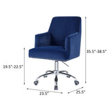 ZUN Blue and Chrome Swivel Office Chair with Adjustable Lift B062P189066