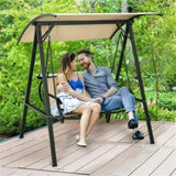 ZUN 2 Seater Porch Swing with Canopy, Khaki Patio Swing 29361562
