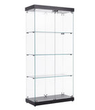 ZUN 4-Tier Glass Display Cabinet, Double Door Glass Cabinet, Four Partitions, Two Locks, Floor Standing 54482700