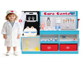 Blue Wooden Doctor Office Playset with X-ray ECG Monitor Sink Height Measurer for Toddlers 3-6 41671633