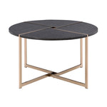 ZUN Black and Champagne Round Coffee Table B062P181383