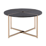 ZUN Black and Champagne Round Coffee Table B062P181383