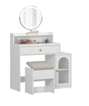 ZUN White Vanity Desk with 360&deg; Rotated Mirror and Adjustable Lights, Girls Makeup Vanity Table with W1706P236678