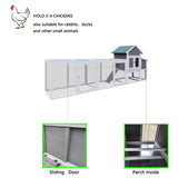 Gray Wooden Chicken Coop Outdoor Hen House with Run, Waterproof Roof & Nesting Box, Rabbit Duck W773P326843