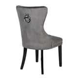 Erica 2 Piece Wood Legs Dinning Chair Finish with Velvet Fabric in Dark Gray 808857749369