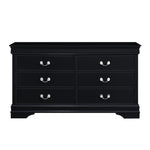 ZUN Traditional Design Black Finish Dresser of 6x Drawers 1pc Classic Louis Phillippe Style Bedroom B01182190