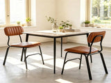 Set of 2 Armless Modern PU Leather Dining Chairs with Ergonomic Inclined Backrest, Rivet Decor Heavy 95747344