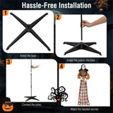 5.4ft Halloween Animatronic Witch - Scary Pop-Up Head, Sound/Button Activation, 4 Flashing Red Eyes 39618927
