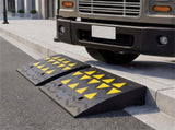 2 Pcs Heavy Duty Rubber Curb Ramp with Drain Channel & Reflective Strips for Driveway - M 57470856