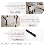 Modern Dining Room Chairs Set of 2, Mid-Century Upholstered Boucle Kitchen Dining Chairs with Black W3244P337430