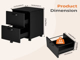 2-Drawer Rolling File Cabinet with Lockable Wheels, Printer Stand with Storage for Home Office 74654759