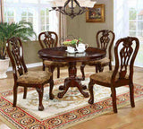Formal Classic Traditional Dining Chairs Cherry Solid wood Damask Print Fabric Seat Intricate Back B01172303