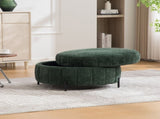 31.3"W Upholstered Round Ottoman With Reversible Lid, Chenille Storage Stool, Channel Tufted W3118P439478