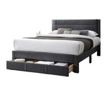 Luxury Contemporary Look 1pc Queen Size Bed w Storage Drawer Charcoal Corduroy Headboard Bedframe B011P238964
