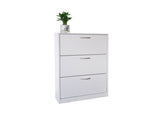 Shoe Cabinet for Entryway, White Narrow Shoe Storage Cabinet Flip Down Shoe Rack Wood 3 Tier Shoe 58259899