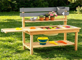Natural Fir Wood Children Mud Kitchen Toy, Interactive Outdoor Sensory Play Station with Storage 86954566