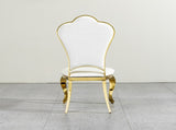Dining chair gold stainless steel legs with white PU leather set of 2pcs W2723P304375