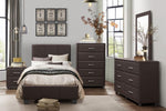 ZUN Contemporary Design Bedroom 1pc Dresser of 6 Drawers Faux Leather Upholstery, Dark Brown Furniture B011P183622