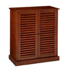 ZUN Modern Transitional Design 1pc Shoe Cabinet Oak Finish Adjustable Shelves Louver Design Doors Home B011P191540