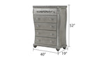 ZUN Destiny Traditional Style 5-Drawer Chest With metal drawer pulls Made with Wood in Silver B009P234702