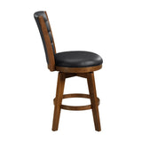 Swivel Counter Height Chairs Set of 2, Button-Tufted Upholstered Seat and Back Chestnut Finish Solid B011P220995