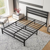 Queen Size Platform Bed Frame with Wooden Headboard, Under Bed Storage, Non-Slip, Noise Free, Easy W840P164959