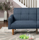 Transitional Look Living Room Sofa Couch Convertible Bed Navy Polyfiber 1pc Tufted Sofa Cushion HS00F8509-ID-AHD
