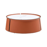 (NOT available on wayfair) 31.5inch Coffee Table, Marble TopOrange Saddle Leather BodyIron Frame W876107735