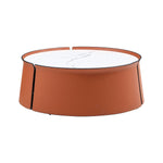 ZUN (NOT available on wayfair) 31.5inch Coffee Table, Marble Top+Orange Saddle Leather Body+Iron Frame W876107735