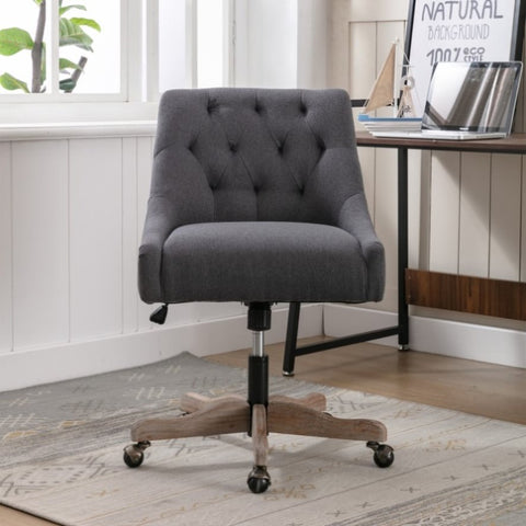 ZUN COOLMORE Office Chair Adjustable Height Swivel Chair with Wheels Linen Fabric Upholstered Computer W39532758