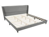 Rozitta Gray Velvet Wingback Platform Bed, King T2574P198384