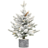 Artificial 2ft decorated flocking basin tree with 189 PE/PVC Mixed Branch Tips, Pine cone *3, 30L 32362620