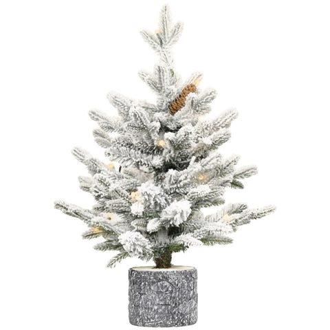 Artificial 2ft decorated flocking basin tree with 189 PE/PVC Mixed Branch Tips, Pine cone *3, 30L 32362620