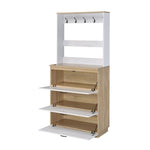 ZUN Light Oak and White Shoe Cabinet with Drop Down Drawer B062P189216