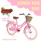 ZUN Multiple Colors,Girls Bike with Basket for 7-10 Years Old Kids,20 inch wheel ,No Training Wheels W1019P171907