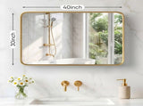 Anti-Fog Bathroom Wall Mirror 30" x 40" Shatterproof Mirror with Rectangular Metal Frame, Gold 85248310