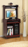 Microwave Cart Coffee Station Computer Cart on locking castors hutch gliding shelf Mahogany color B107P283310