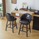 33.25" Swivel Counter Stools Set of 2, Upholstered Counter Height Bar Stools with Solid Rubber Wood WF532108BRN