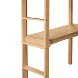 ZUN Twin High Loft Bed, Rubber Wood Loft Bed with Safety Guardrail, built-in desk, ladder,White Oak W504P206980