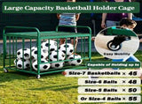 Ball Storage Cart, Basketball or Volleyball Storage Bin with Wheels, Basketball Holder Cage for 86078278