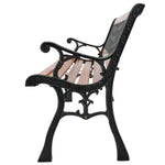 ZUN 49" Garden Bench Patio Porch Chair Deck Hardwood Cast Iron Love Seat Weave Style Back 41635196