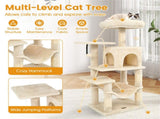 44" Multi-Level Cat Tree with Spacious Top Perch, 2-Door Condo & Hammock for Indoor Cats -Beige 07725534