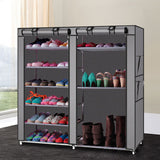 Double Rows 9 Lattices Combination Style Shoe Cabinet Gray 63823793